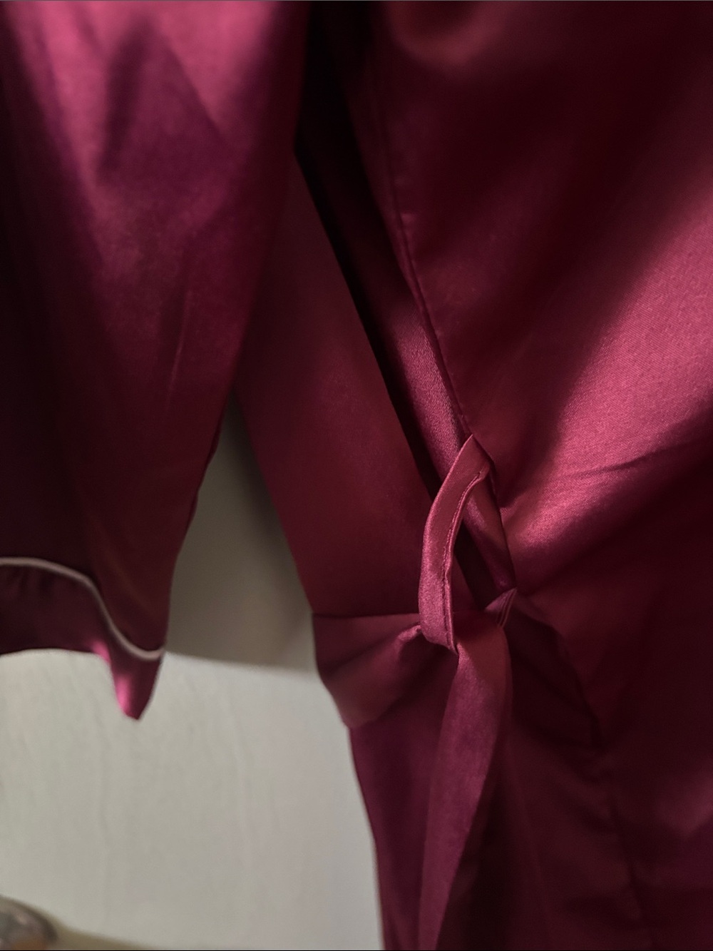 Satin Robe - Maroon - Picture 6 of 6